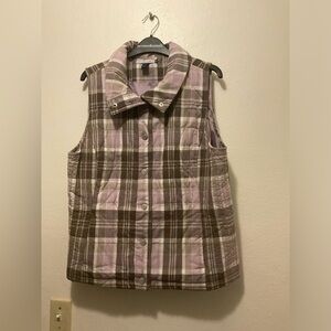 Lavender plaid women’s vest, casual lightweight women’s vest